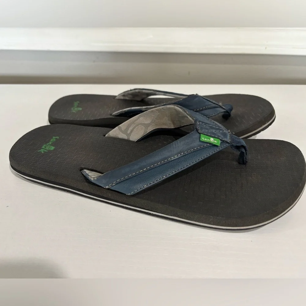Sanuk Mens Beer Cozy 2 Open Toe Slip On Flip Flop Sandals US 9